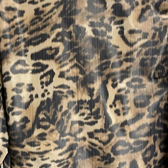 HILARY RADLEY Leopard Print Button Front Trench Coat Belt Tan Black 6 - Picture 5 of 6